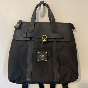 henri bendel Jetsetter Mini Black Convertible Backpack Tote with Gold Hardware
